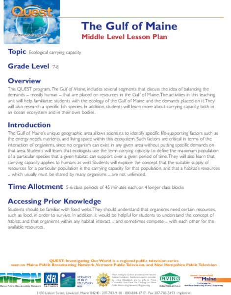 The Gulf of Maine Lesson Plan