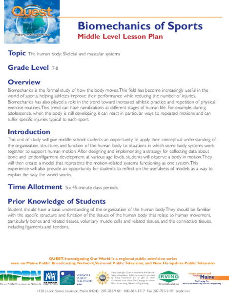 Biomechanics of Sports Lesson Plan