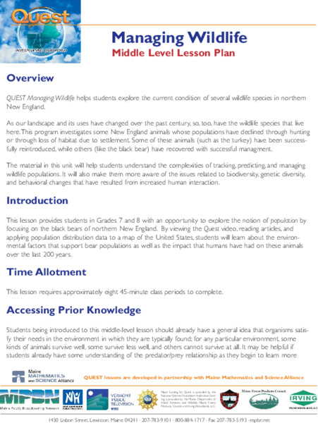Managing Wildlife Lesson Plan