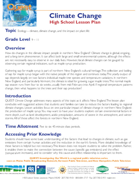 Climate Change Lesson Plan
