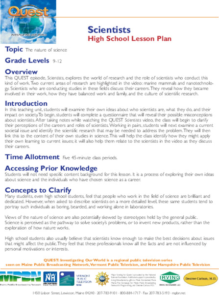 Scientists Lesson Plan