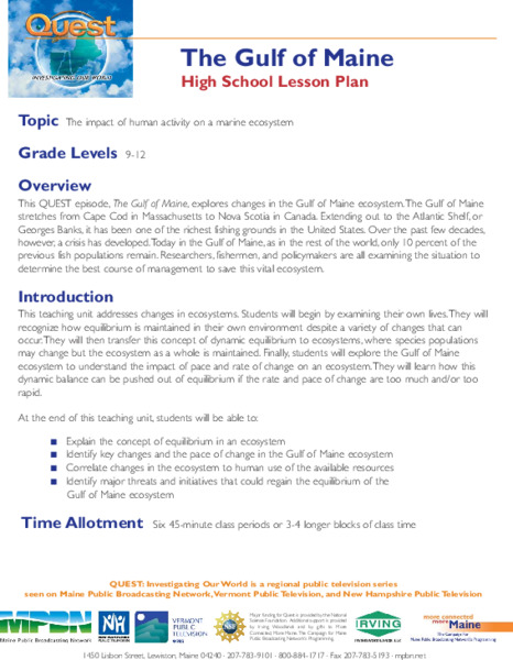 The Gulf of Maine Lesson Plan