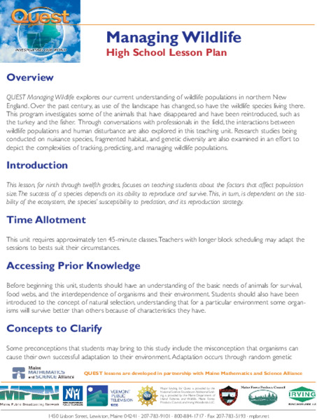 Managing Wildlife Lesson Plan