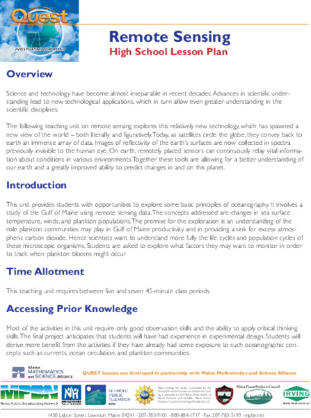 Remote Sensing Lesson Plan