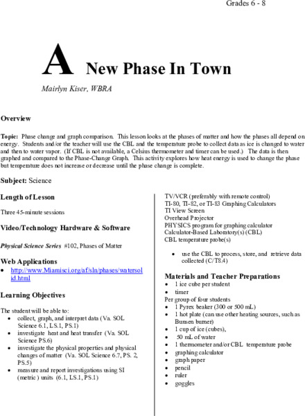 A New Phase In Town Lesson Plan