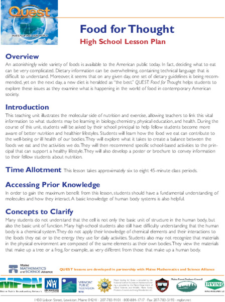 Food For Thought Lesson Plan