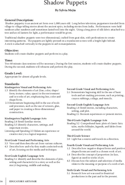 Shadow Puppets Lesson Plan