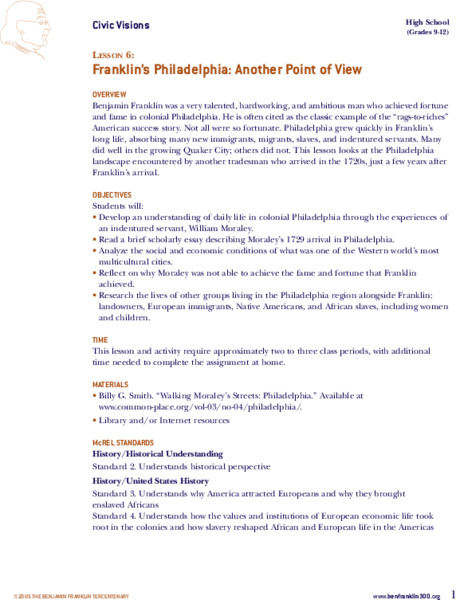 Franklin’s Philadelphia: Another Point of View Lesson Plan