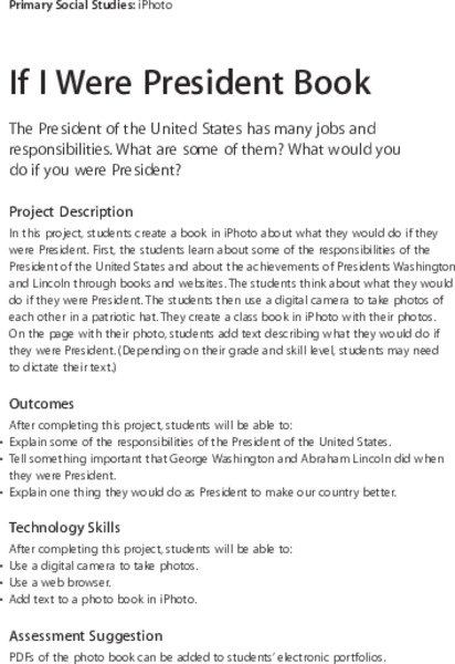 If I Were President Lesson Plan