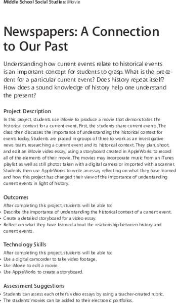 Newspapers: A Connection to Our Past Lesson Plan