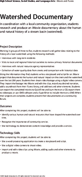 Watershed Documentary Lesson Plan