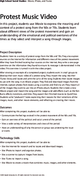Protest Music Video Lesson Plan