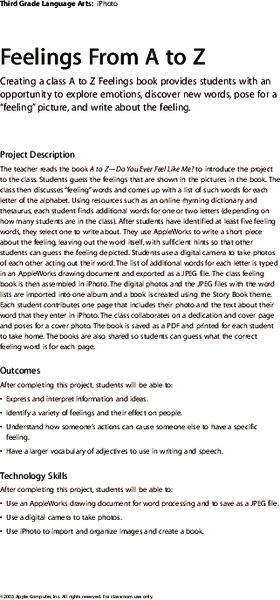 Feelings From A to Z Lesson Plan