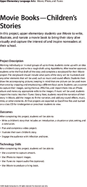 Movie Books- Children's Stories Lesson Plan