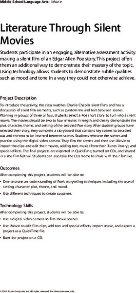 Literature Through Silent Movies Lesson Plan