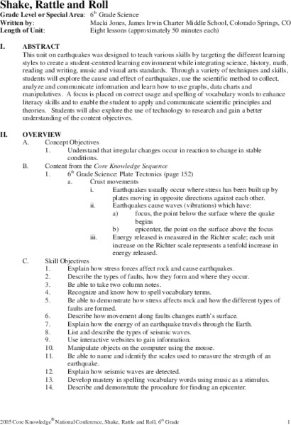 Shake, Rattle and Roll Lesson Plan