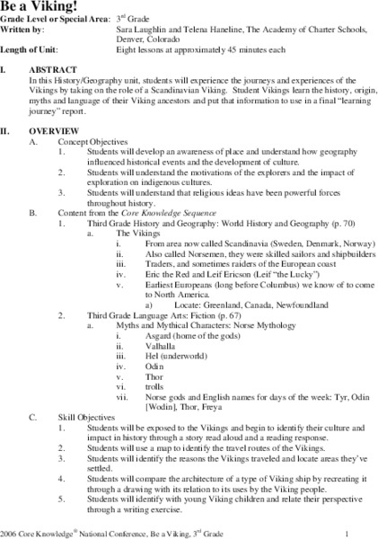 Be a Viking! Unit Plan