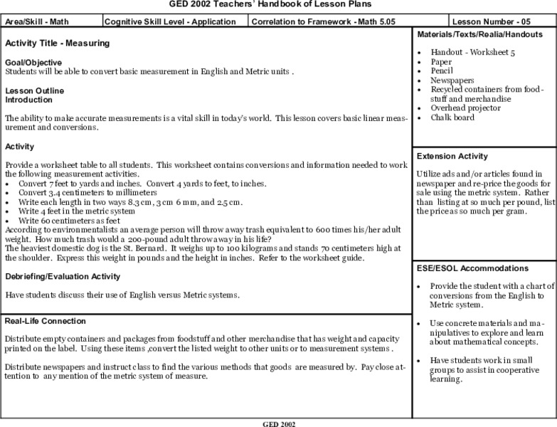 Measuring Lesson Plan