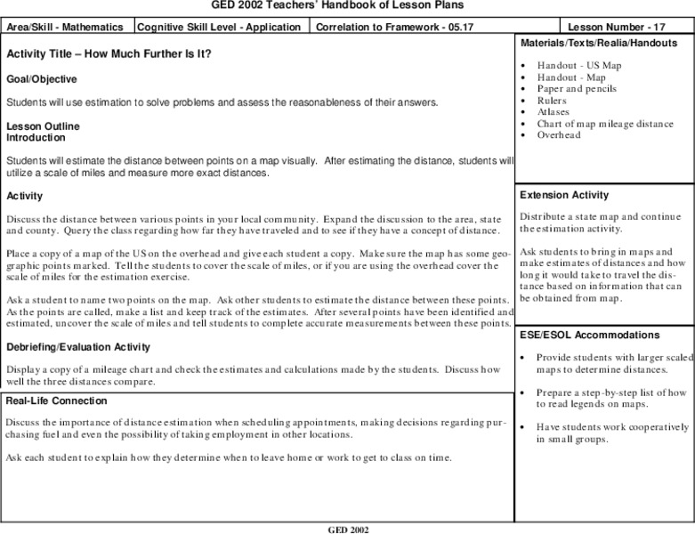 How Much Further Is It? Lesson Plan