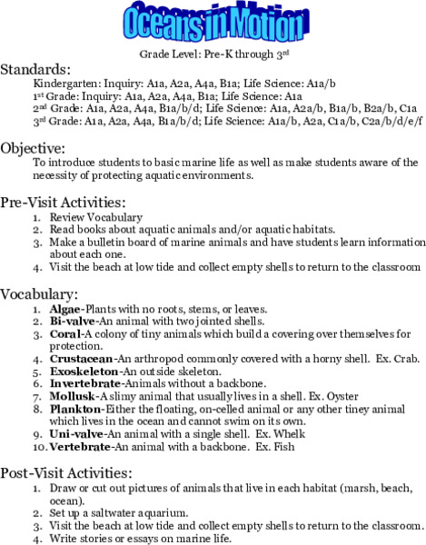 Oceans in Motion Lesson Plan
