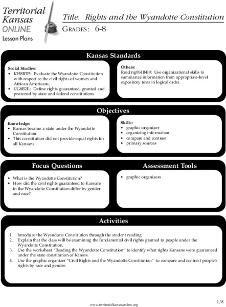 Rights and the Wyandotte Constitution Lesson Plan