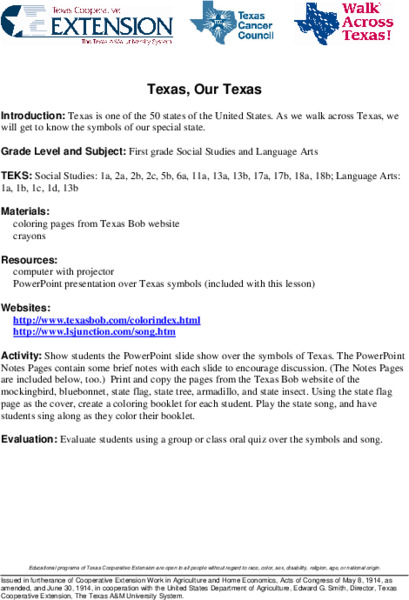 Texas, Our Texas PPT