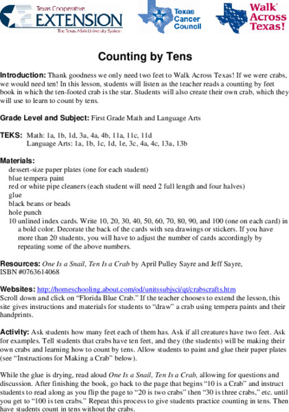 Counting by Tens Lesson Plan
