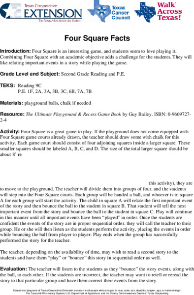 Four Square Facts Lesson Plan