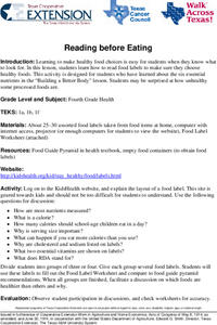 Reading Before Eating Lesson Plan