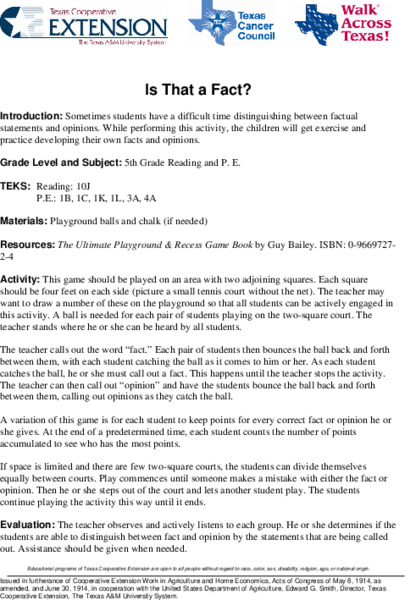 Is That a Fact? Lesson Plan