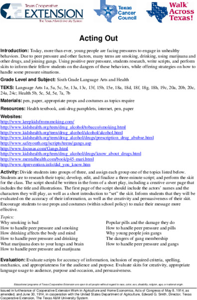 Acting Out Lesson Plan
