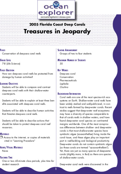 Treasures in Jeopardy Lesson Plan