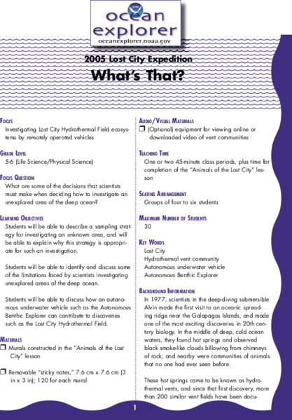 What's That? Lesson Plan