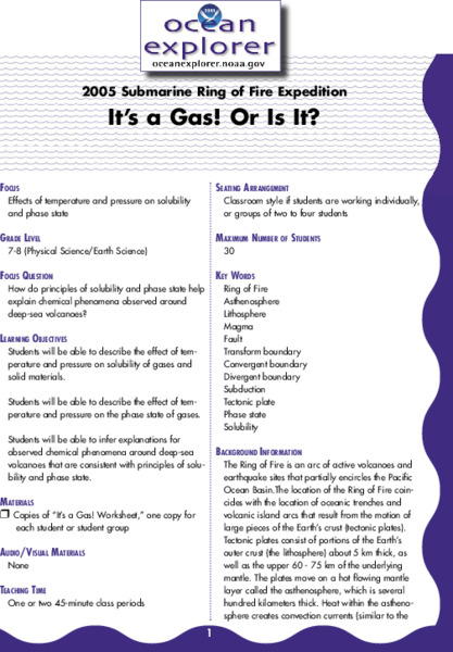 It's a Gas! Or is it? Lesson Plan