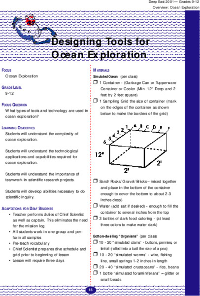 Designing Tools for Ocean Exploration Lesson Plan