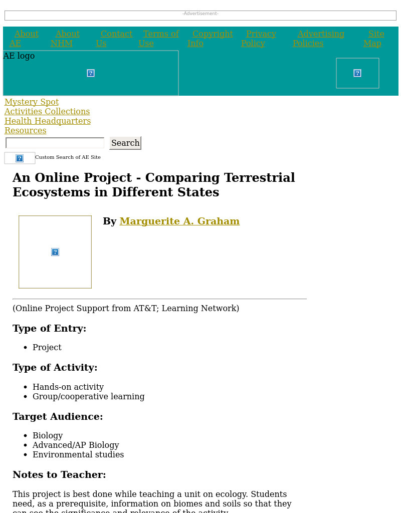 An Online Project - Comparing Terrestrial Ecosystems in Different States Lesson Plan