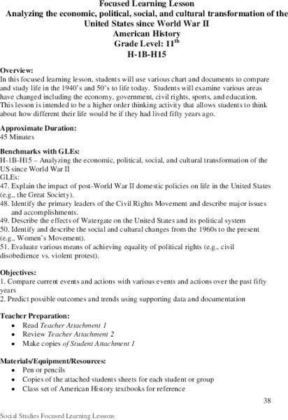 Focused Learning Lesson Lesson Plan