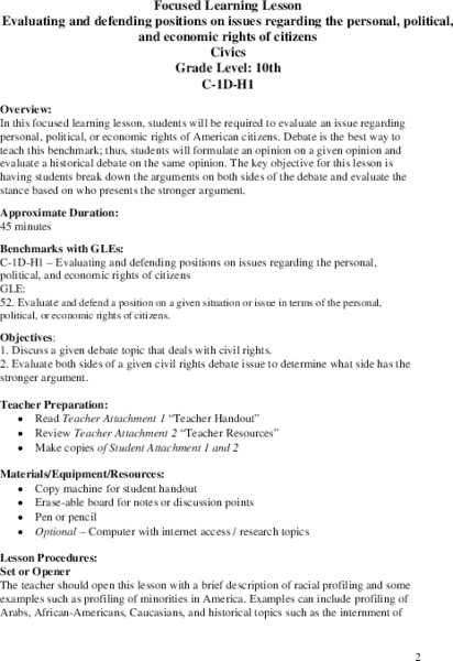 Focused Learning Lesson Lesson Plan