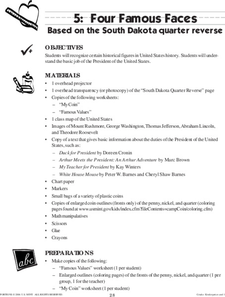 Four Famous Faces Lesson Plan