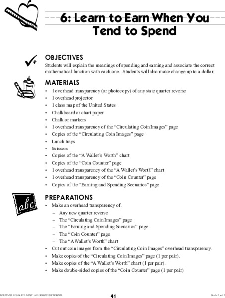 Learn to Earn When You Tend to Spend Lesson Plan