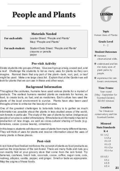 People and Plants Lesson Plan