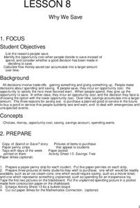 Why We Save Lesson Plan