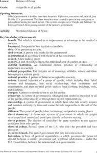 Balance of Power Lesson Plan