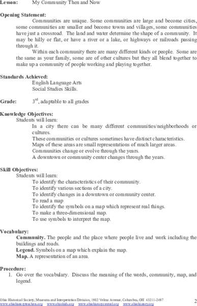 My Community Then and Now Lesson Plan