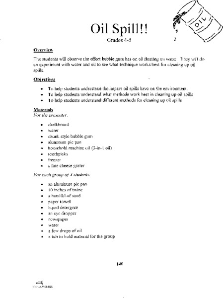 Oil Spill! Lesson Plan