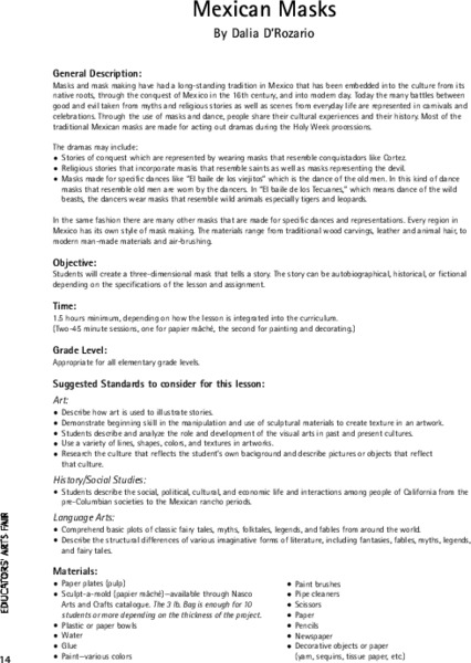 Mexican Masks Lesson Plan