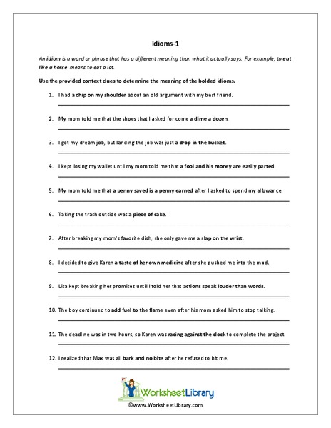 Idioms Worksheet