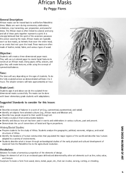 African Masks Lesson Plan
