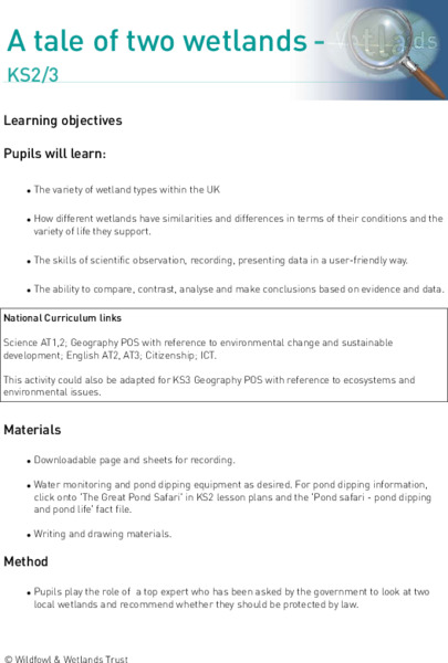 A Tale of Two Wetlands Lesson Plan