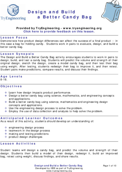 Design and Build A Better Candy Bag Lesson Plan